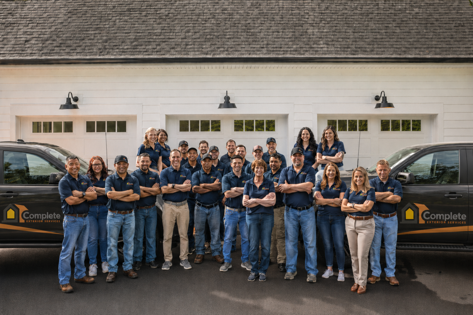 The Complete Exterior Services crew on a job site